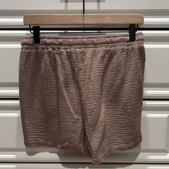 bobi High Waist Tan Women's Gauze Cargo Shorts - Picture 4 of 6